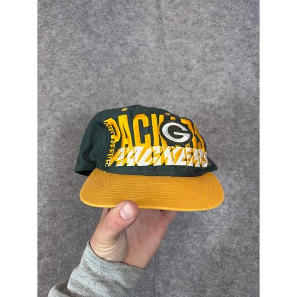 Vintage Green Bay Packers NFL Football Hat Green Yellow Snapback Cap Sportswear - Picture 1 of 5
